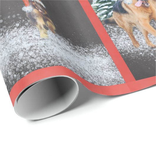 Fun Holiday German Shepherds with Santa Hats Cadeaupapier (Rol Hoek)