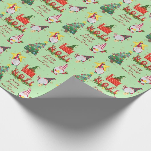 Fun Holiday Gnomes Noel Kerstmis Cadeaupapier (Hoek)