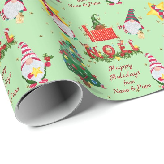 Fun Holiday Gnomes Noel Kerstmis Cadeaupapier (Rol Hoek)