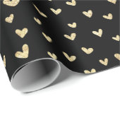 Fun Holiday Gold Love Hearts Wrapping Paper Cadeaupapier (Rol Hoek)