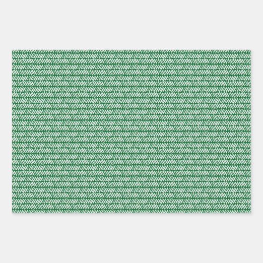 Fun Holiday Green White Black Abstracte Zigzag Art Inpakpapier Vel (Voorkant 2)
