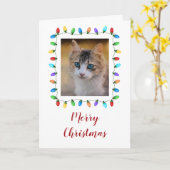 Fun Holiday Lights Pet Foto Lijst Kerstmis Kaart (Gele Bloem)