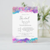 Fun Holographic Ink Glitter Bridal Brunch Kaart (Staand voorkant)