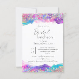 Fun Holographic Ink Glitter Bridal Luncheon Kaart