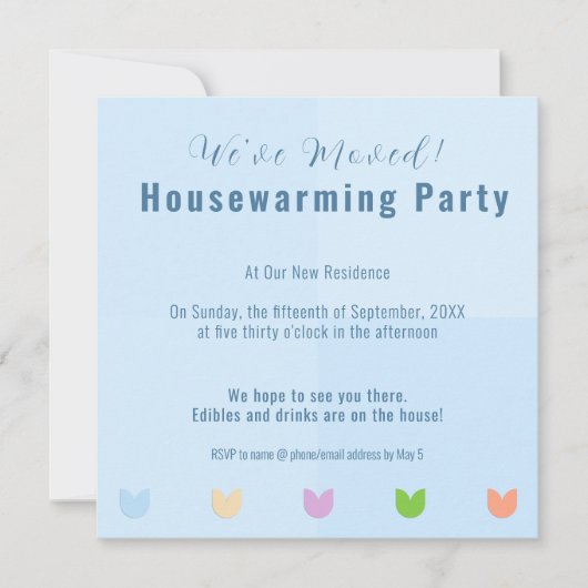 Fun Homes Tulip Flowers Housewarming Party Uitnodi Aankondiging (Voorkant)