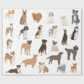 Fun Hondenliefhebber Breeds Patroon Print Cadeaupapier (Vlak)