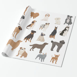 Fun Hondenliefhebber Breeds Patroon Print Cadeaupapier