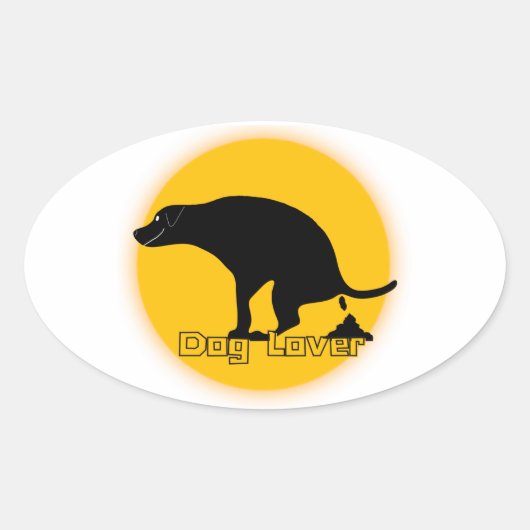 Fun Hondenliefhebber Pooping Dog Ovale Sticker (Voorkant)