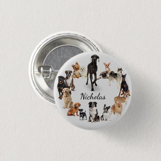 Fun Hondenras Pet Animals Dog Aangepaste naam Ronde Button 3,2 Cm (Voorkant /achterkant)
