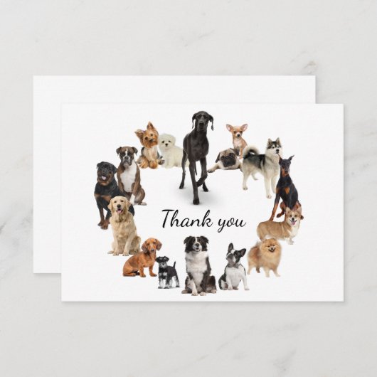 Fun Hondenras Pet Animals Dog Hartelijk dank Bedankkaart (Voorkant / Achterkant)