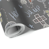 Fun Hopscotch Educatieve Kinder Chalk Pattern Grey Cadeaupapier (Rol Hoek)