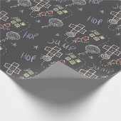 Fun Hopscotch Educatieve Kinder Chalk Pattern Grey Cadeaupapier (Hoek)