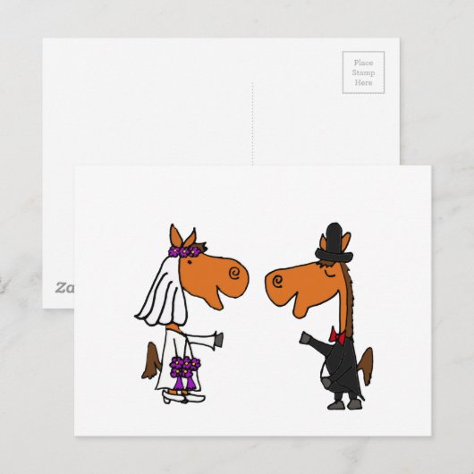 Fun Horse Bruid en Bruidegom Wedding Design Briefkaart (Voorkant / Achterkant)