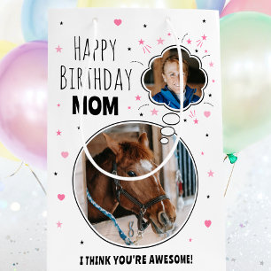 Fun Horse Mom Verjaardag Dacht Bubble Foto Wit Medium Cadeauzakje