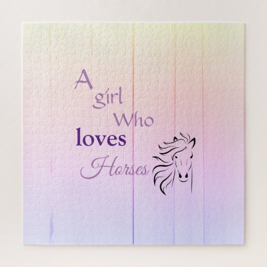 Fun Horse Paars Girly Fun Script Legpuzzel (Verticaal)