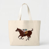 Fun Horse Racing Design Grote Tote Bag (Voorkant)