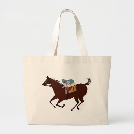 Fun Horse Racing Design Grote Tote Bag (Voorkant)