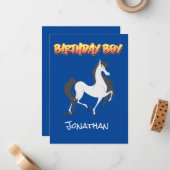 Fun Horse verjaardagsfeestje Notitiekaartje (Voorkant / Achterkant in situ)