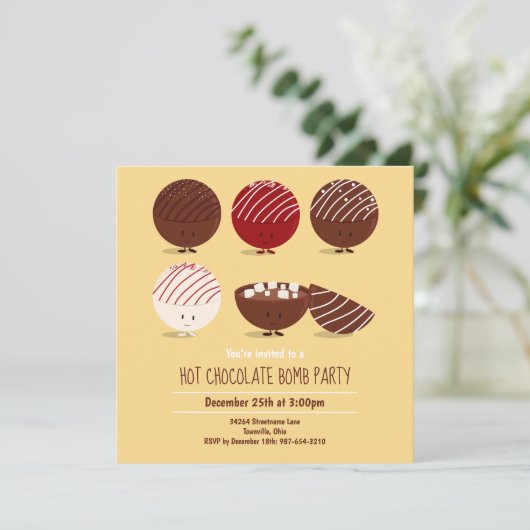 Fun Hot Chocolate Bomb Party Kaart (Staand voorkant)