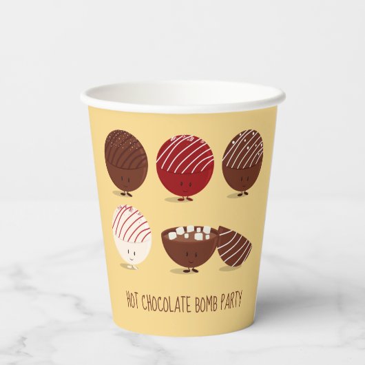 Fun Hot Chocolate Bomb Party Papieren Bekers (Achterkant)