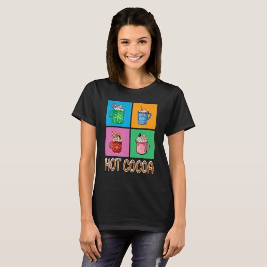 Fun Hot Cocoa Holiday Graphic Design T-shirt (Voorkant volledig)