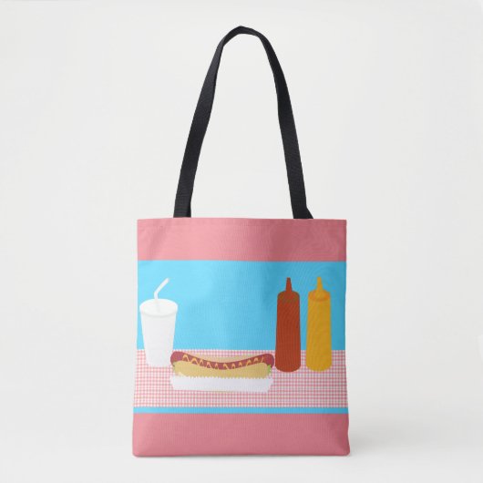 Fun Hot Dog Lunch Illustration Design Art Tote Bag (Voorkant)