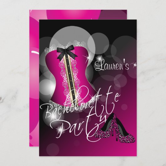 Fun Hot Pink Bachelorette Party Kaart (Voorkant / Achterkant)