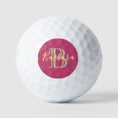 Fun Hot Pink Blue Yellow Custom Monogram Name Golfballen (Voorkant)