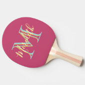 Fun Hot Pink Blue Yellow Custom Monogram Name Tafeltennisbatje (Zijkant)