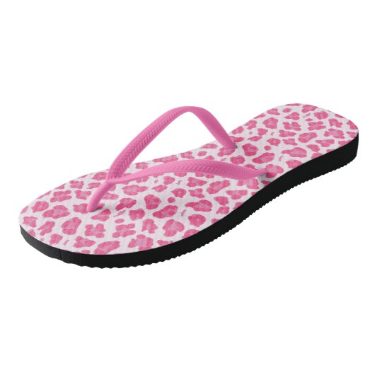 Fun Hot Pink Leopard Print Teenslippers (Schuin)