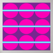 Fun Hot Pink Paarse Polka Dots Blauwgroen Stripes  Poster (Voorkant)