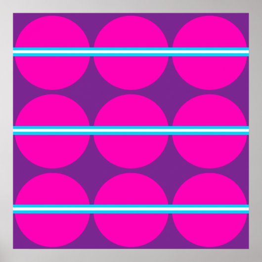 Fun Hot Pink Paarse Polka Dots Blauwgroen Stripes  Poster (Voorkant)
