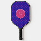Fun Hot Pink-Stippen op blauw Pickleball Paddle (Voorkant)