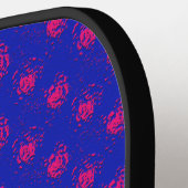 Fun Hot Pink-Stippen op blauw Pickleball Paddle (Links Detail)