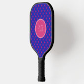 Fun Hot Pink-Stippen op blauw Pickleball Paddle (Links)