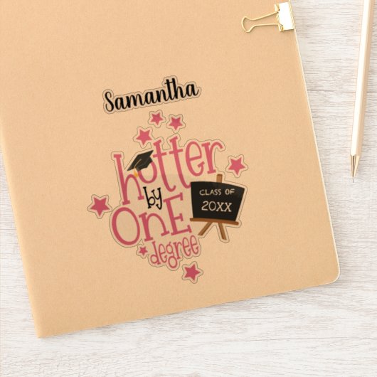 Fun Hotter op één graad na naam jaar Afstuderen Sticker (Notitieboek)