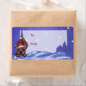 Fun Hound Dog Art kerstcadeaulabel Etiket (Insitu)