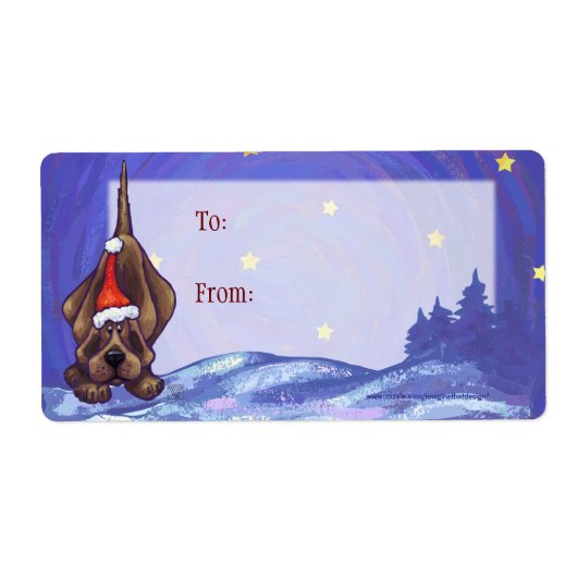 Fun Hound Dog Art kerstcadeaulabel Etiket (Voorkant)