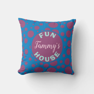 Fun House Blue Paarse Stippen Bubble Circles Kussen