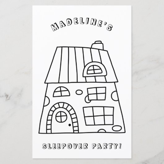 Fun House Sleepover Party Kleurplaat Pagina 2 (Voorkant)