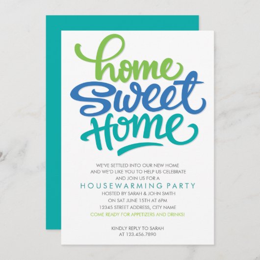 Fun Housewarming Party Uitnodiging (Voorkant / Achterkant)