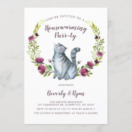 Fun Housewarming Purty Party Cat Theme Uitnodiging