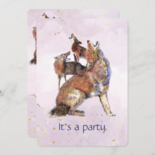 Fun Howling Good Time Coyote Verjaardagsfeest Kaart (Voorkant / Achterkant)