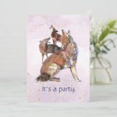 Fun Howling Good Time Coyote Verjaardagsfeest Kaart (Staand voorkant)