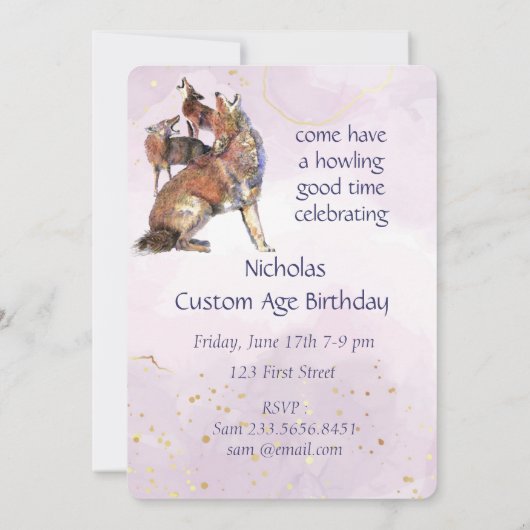Fun Howling Good Time Coyote Verjaardagsfeest Kaart (Achterkant)