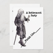 Fun Humor Man Reaching Retirement Party Invitation Kaart (Voorkant / Achterkant)