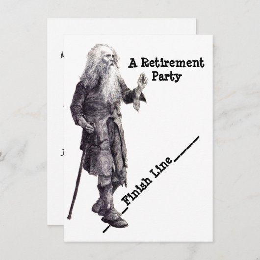 Fun Humor Man Reaching Retirement Party Invitation Kaart (Voorkant / Achterkant)