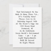Fun Humor Man Reaching Retirement Party Invitation Kaart (Achterkant)
