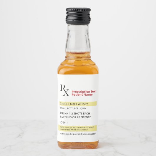 Fun Humor Novelty Rx PrescriptionLabel Likeurfles Etiket (Voorkant)