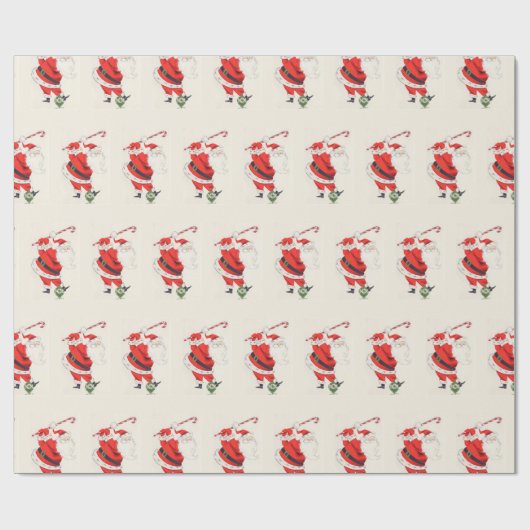 Fun Humor Retro Santa Plays Golf Cadeaupapier (Vlak)